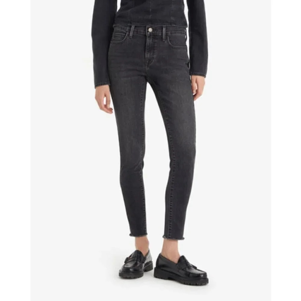 Levi's 710 Super Skinny  Frayed Hem Dark Wash Jeans